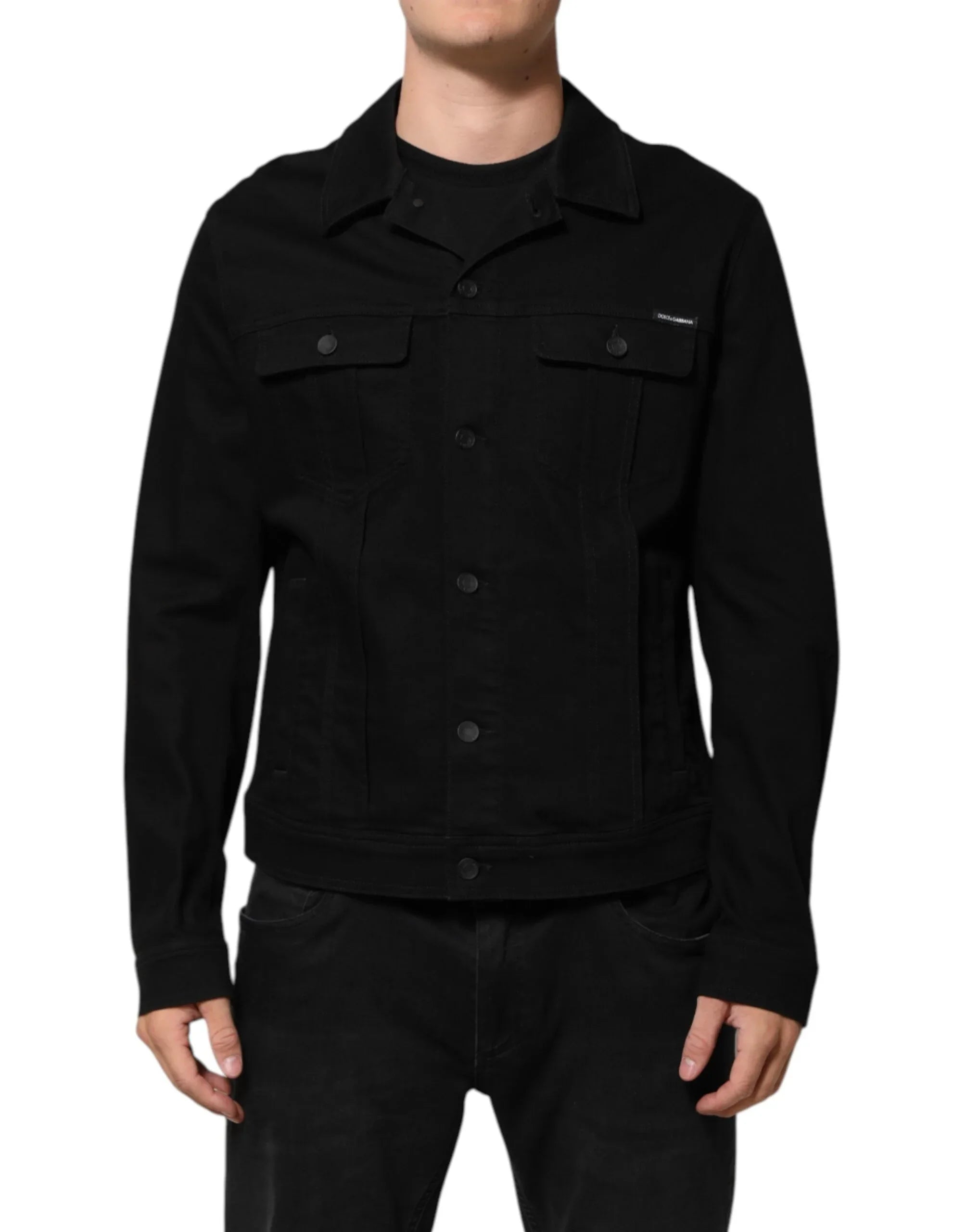 Dolce & Gabbana Black Cotton Denim Stretch Giubbotto Jacket - Zeiniez