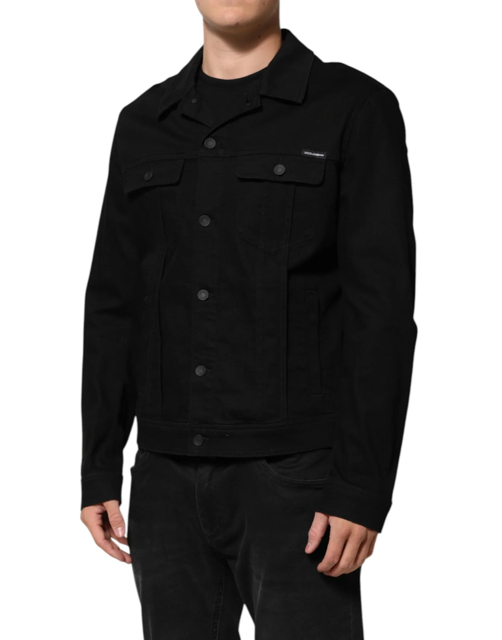 Dolce & Gabbana Black Cotton Denim Stretch Giubbotto Jacket - Zeiniez