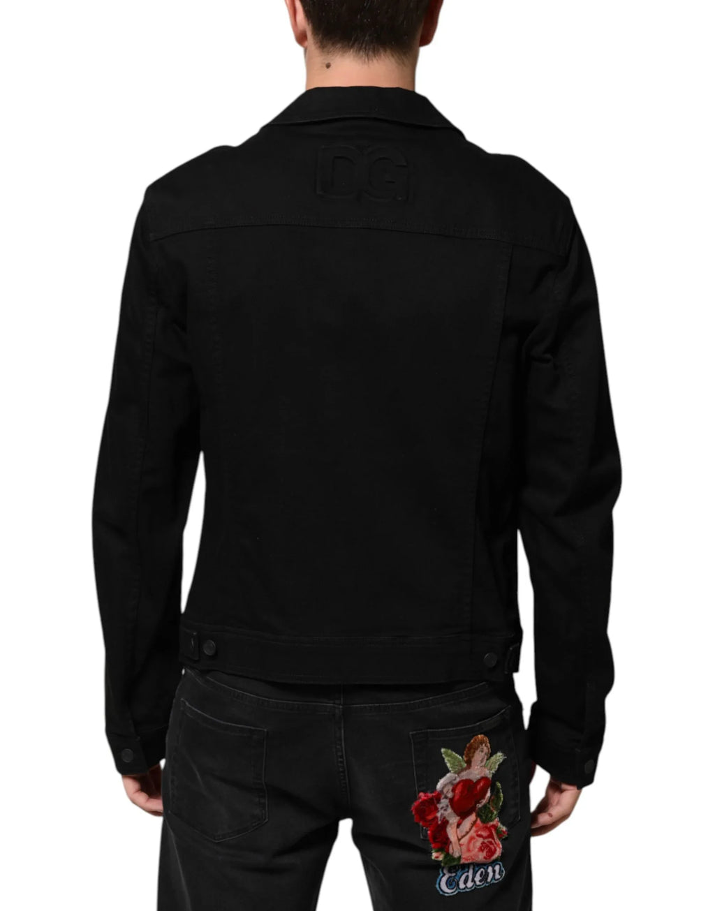 Dolce & Gabbana Black Cotton Denim Stretch Giubbotto Jacket - Zeiniez