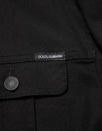 Dolce & Gabbana Black Cotton Denim Stretch Giubbotto Jacket - Zeiniez