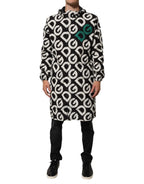 Dolce & Gabbana Black White Logo Print Hooded Coat Men Jacket - Zeiniez