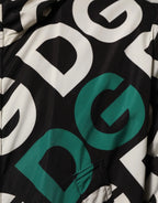 Dolce & Gabbana Black White Logo Print Hooded Coat Men Jacket - Zeiniez