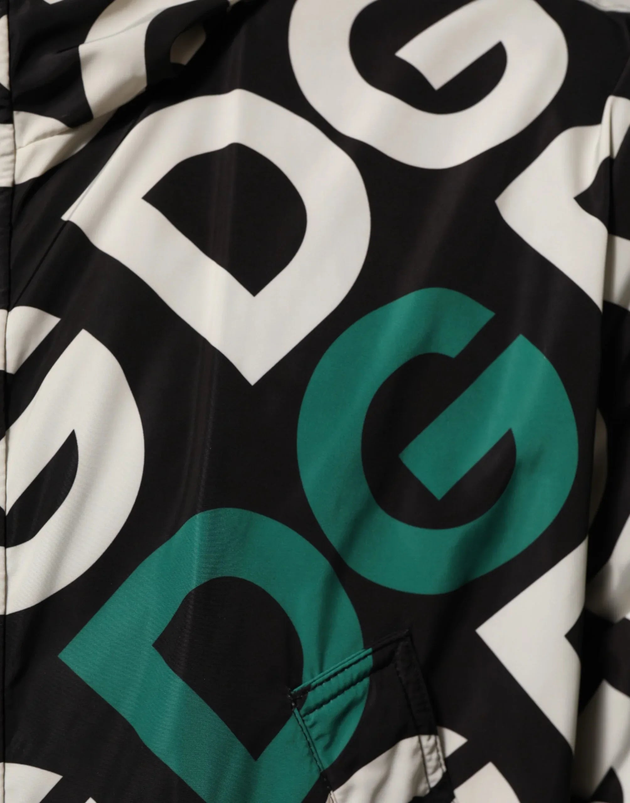 Dolce & Gabbana Black White Logo Print Hooded Coat Men Jacket - Zeiniez