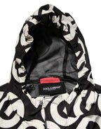 Dolce & Gabbana Black White Logo Print Hooded Coat Men Jacket - Zeiniez