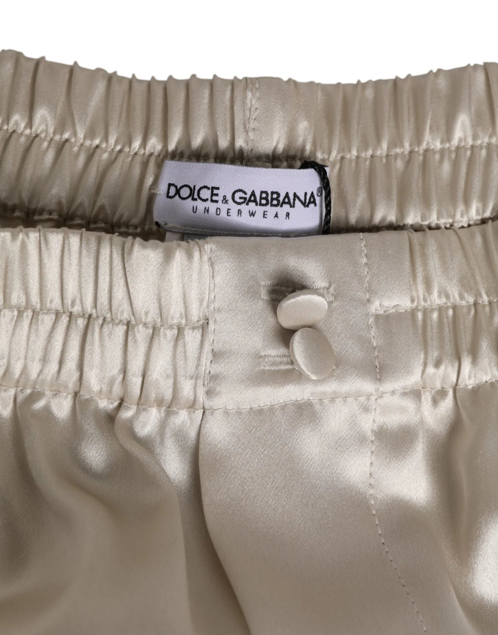Dolce & Gabbana Beige Silk Satin Elastic Men Boxer Short Swimwear - Zeiniez
