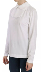 Dolce & Gabbana White Cotton Longsleeve Collared Blouse - Zeiniez