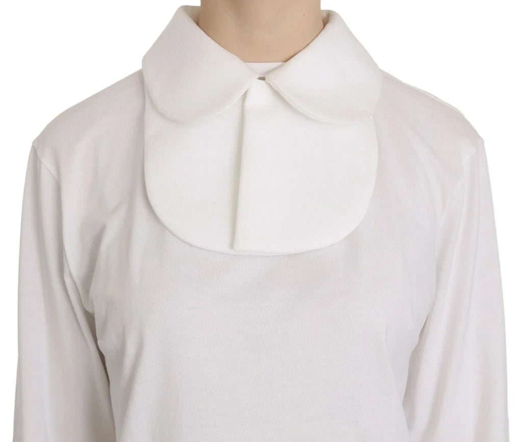 Dolce & Gabbana White Cotton Longsleeve Collared Blouse - Zeiniez