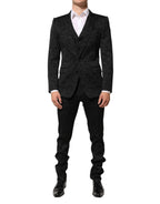 Dolce & Gabbana Black 3 Piece Brocade Jacquard Suit MARTINI - Zeiniez
