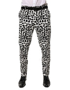 Dolce & Gabbana Black White Abstract Print Cotton Blend Pants - Zeiniez