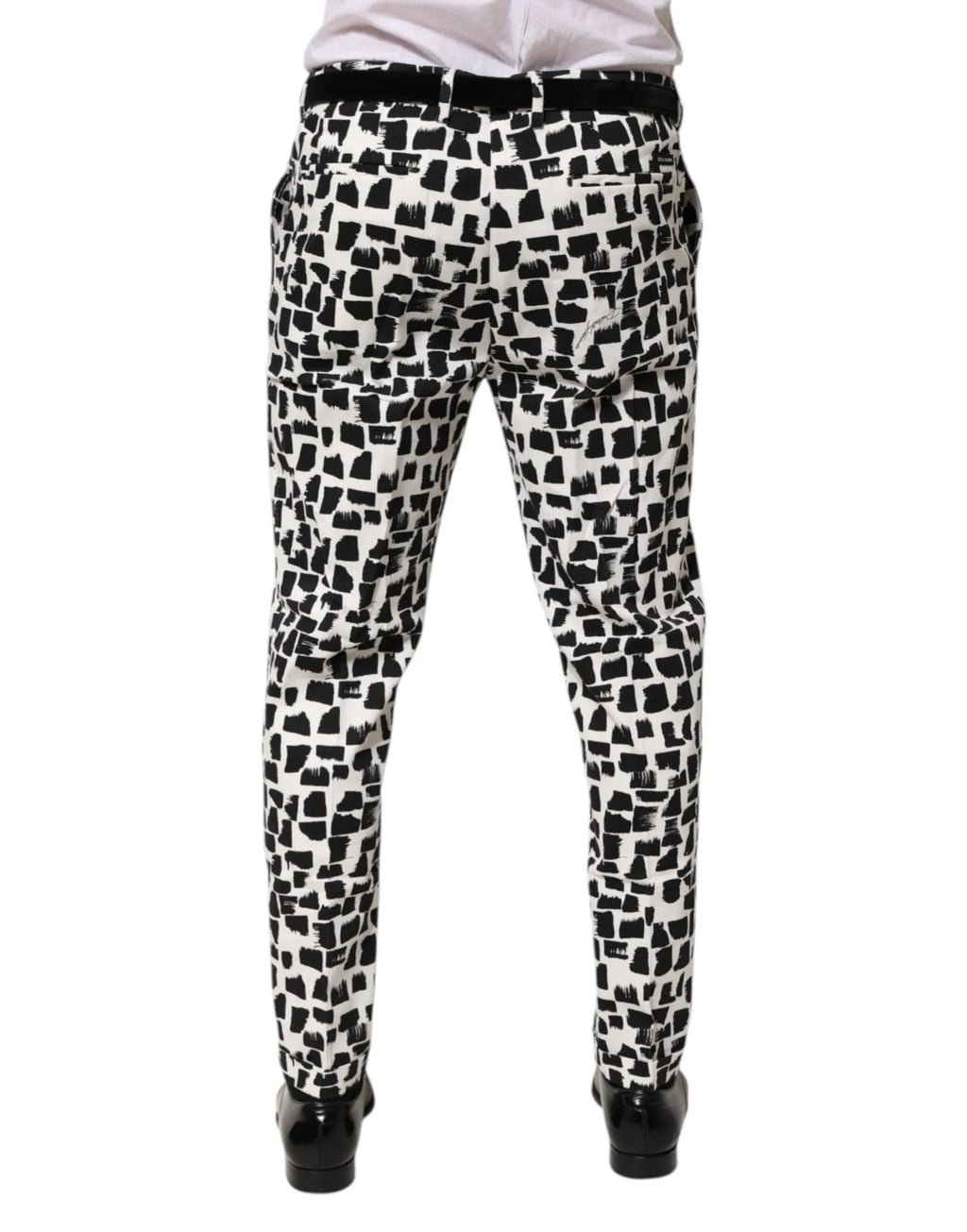 Dolce & Gabbana Black White Abstract Print Cotton Blend Pants - Zeiniez
