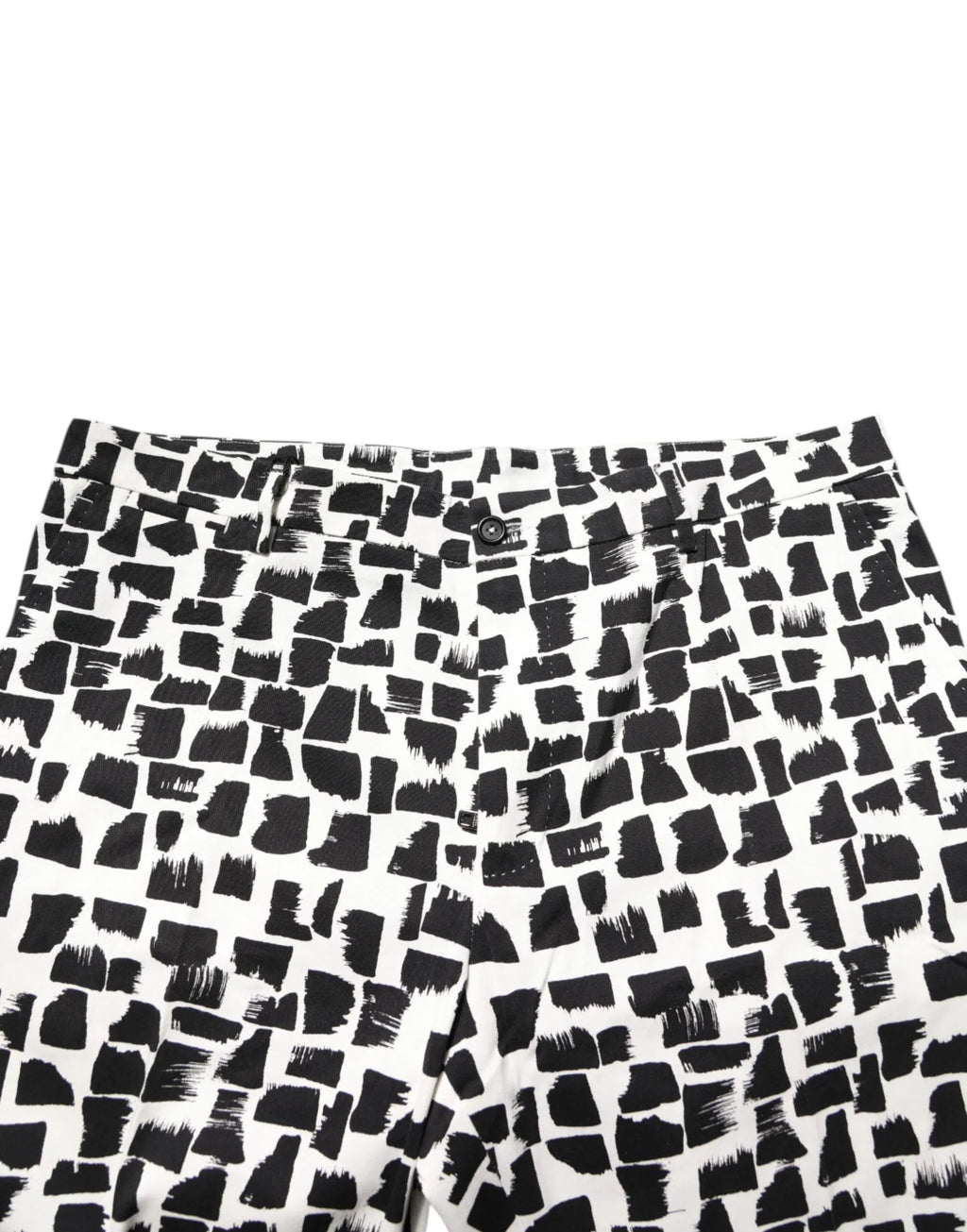 Dolce & Gabbana Black White Abstract Print Cotton Blend Pants - Zeiniez