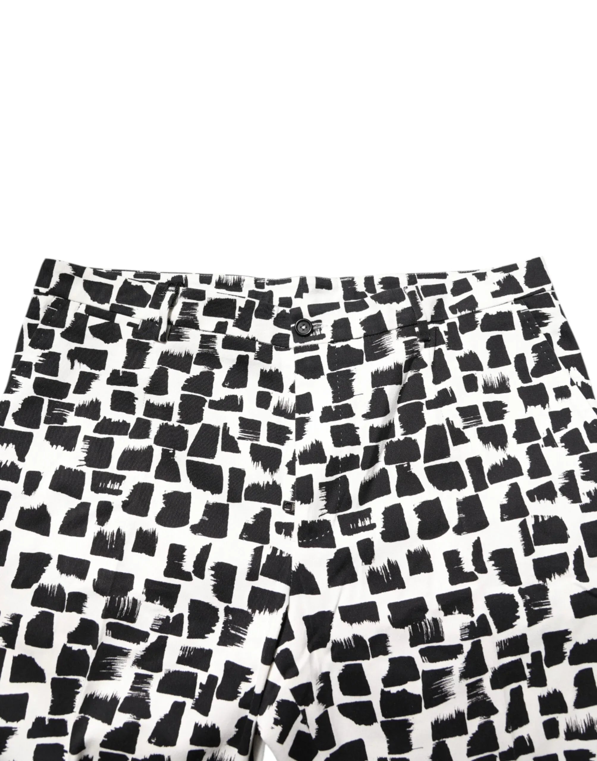 Dolce & Gabbana Black White Abstract Print Cotton Blend Pants - Zeiniez