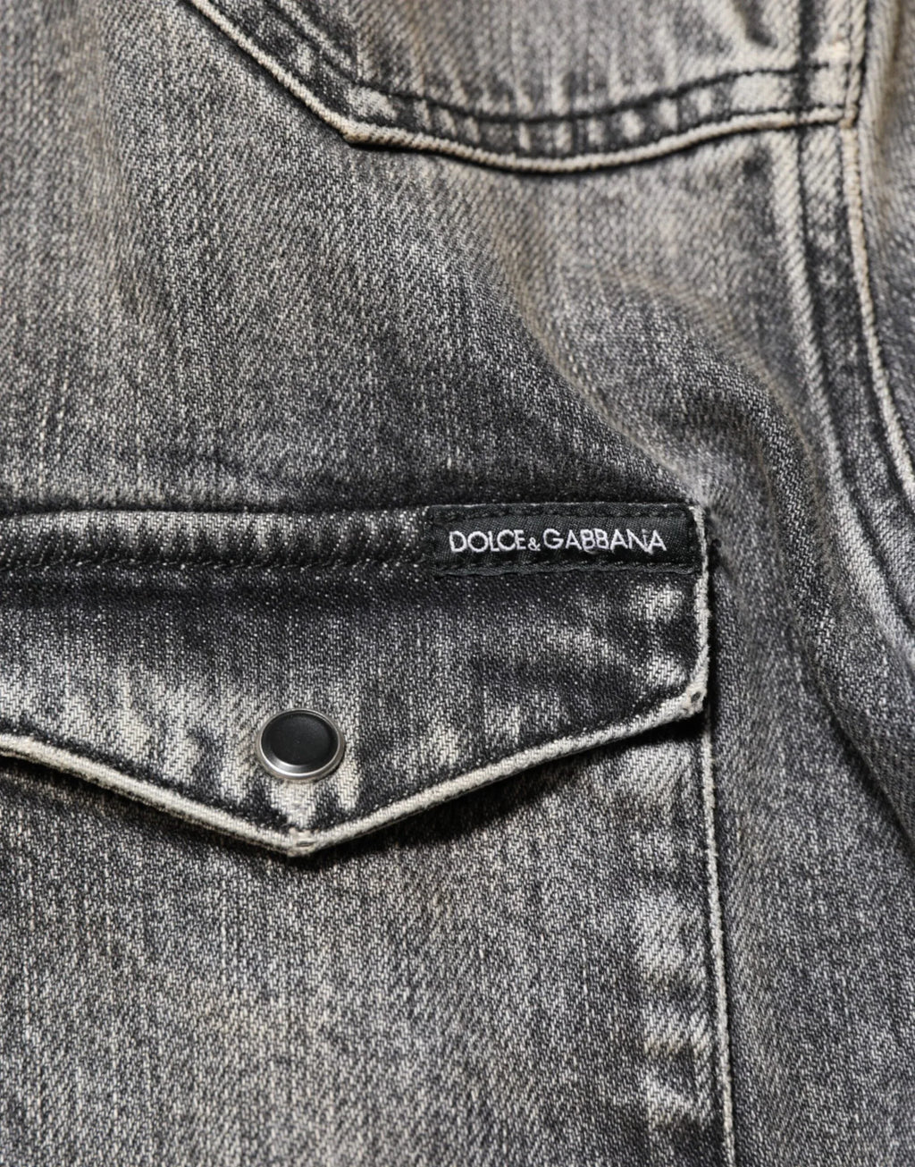 Dolce & Gabbana Black Washed Cotton Snap Long Sleeve Casual Shirt - Zeiniez