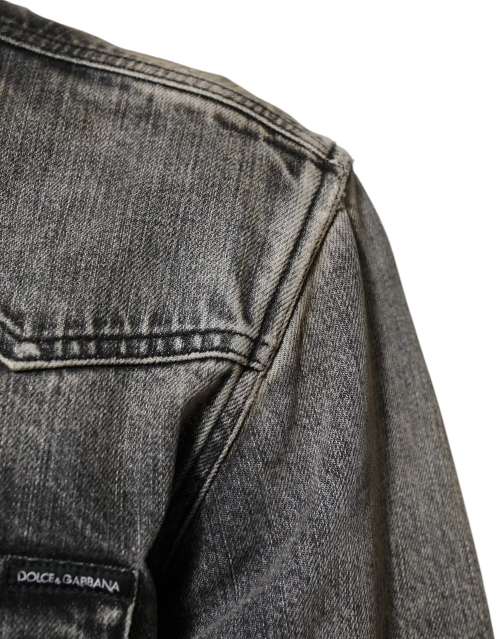 Dolce & Gabbana Black Washed Cotton Snap Long Sleeve Casual Shirt - Zeiniez