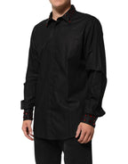 Dolce & Gabbana Black Cotton Embellished Collar Men’s Shirt - Zeiniez
