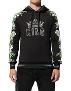 Dolce & Gabbana KING Black Orchid Floral Crown Logo Hoodie Sweater - Zeiniez