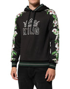 Dolce & Gabbana KING Black Orchid Floral Crown Logo Hoodie Sweater - Zeiniez