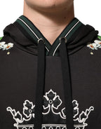Dolce & Gabbana KING Black Orchid Floral Crown Logo Hoodie Sweater - Zeiniez