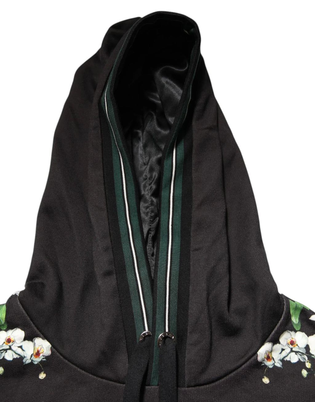 Dolce & Gabbana KING Black Orchid Floral Crown Logo Hoodie Sweater - Zeiniez