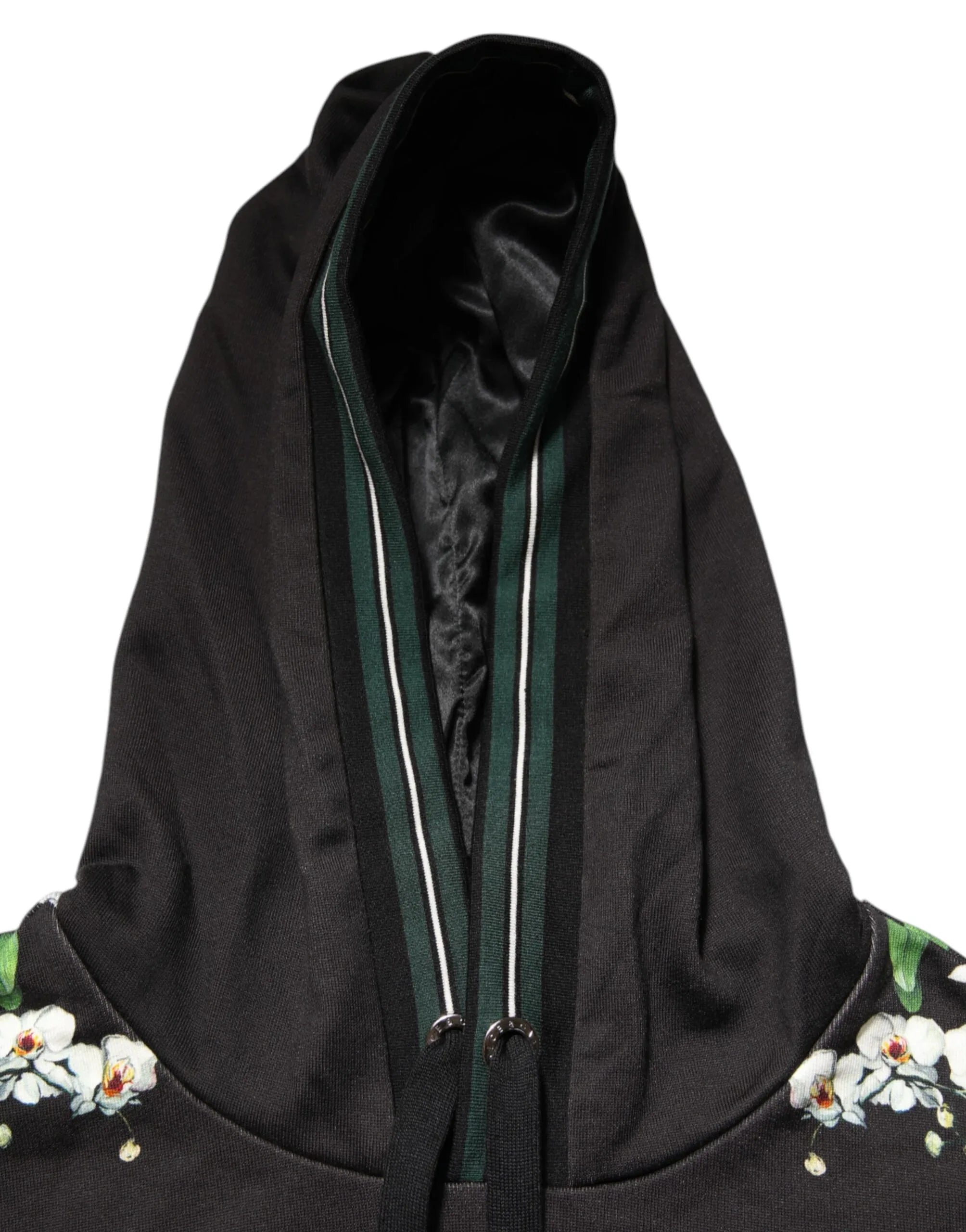 Dolce & Gabbana KING Black Orchid Floral Crown Logo Hoodie Sweater - Zeiniez