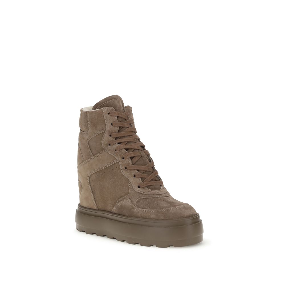 Casadei Beige Calf Leather Bos Taurus Sneakers - Zeiniez