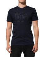 Dolce & Gabbana Dark Blue Cotton DG Logo Print Men’s Top T-shirt - Zeiniez
