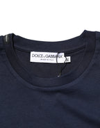Dolce & Gabbana Dark Blue Cotton DG Logo Print Men’s Top T-shirt - Zeiniez