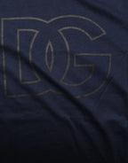 Dolce & Gabbana Dark Blue Cotton DG Logo Print Men’s Top T-shirt - Zeiniez