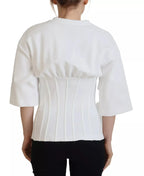 Dolce & Gabbana White Cotton Corset Stretch Top T-shirt - Zeiniez