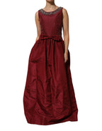 Dolce & Gabbana Burgundy Silk Beaded Evening Gown Dress - Zeiniez