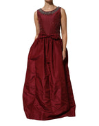 Dolce & Gabbana Burgundy Silk Beaded Evening Gown Dress