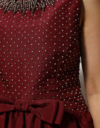 Dolce & Gabbana Burgundy Silk Beaded Evening Gown Dress - Zeiniez