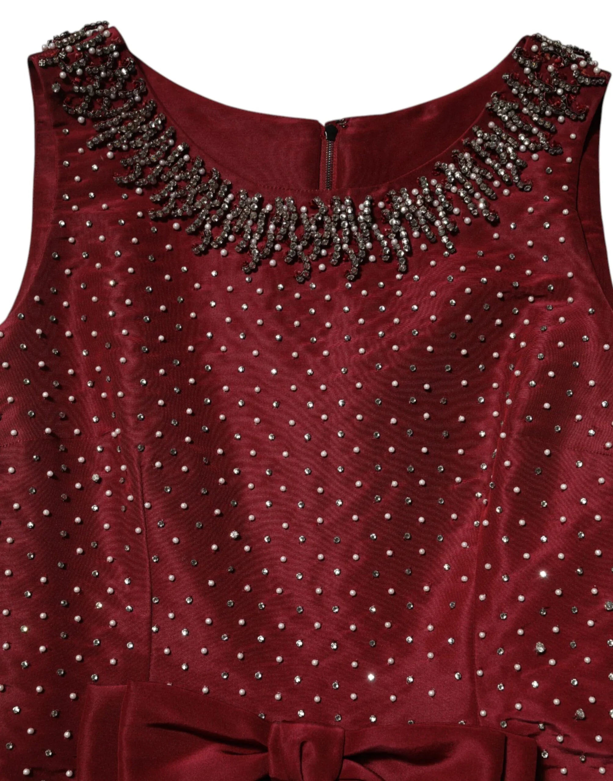 Dolce & Gabbana Burgundy Silk Beaded Evening Gown Dress - Zeiniez