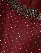 Dolce & Gabbana Burgundy Silk Beaded Evening Gown Dress - Zeiniez