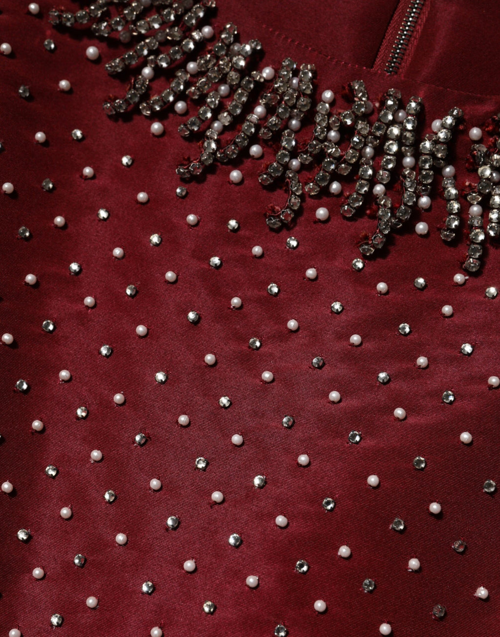 Dolce & Gabbana Burgundy Silk Beaded Evening Gown Dress