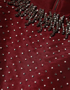 Dolce & Gabbana Burgundy Silk Beaded Evening Gown Dress