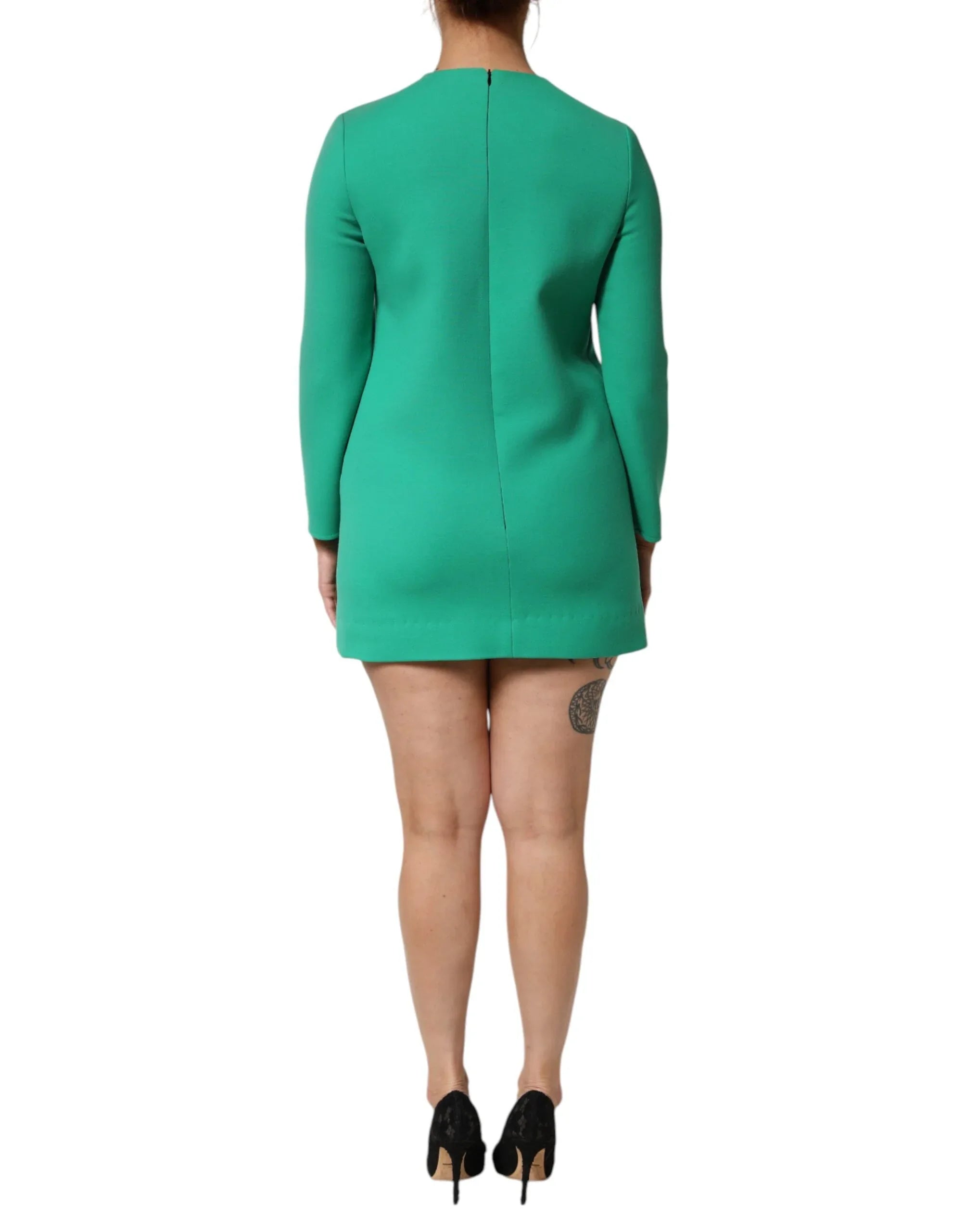Dolce & Gabbana Green Viscose Acetate Mini Long Sleeve Dress - Zeiniez