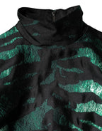 Dolce & Gabbana Black Green Metallic Jacquard Mini Long Dress - Zeiniez