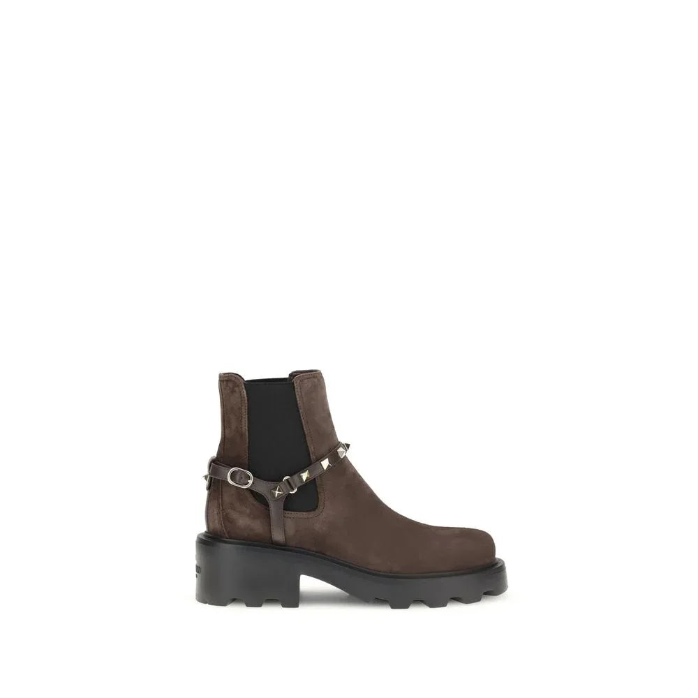 Valentino Garavani Brown Calf Leather Bos Taurus Chelsea Boots - Zeiniez