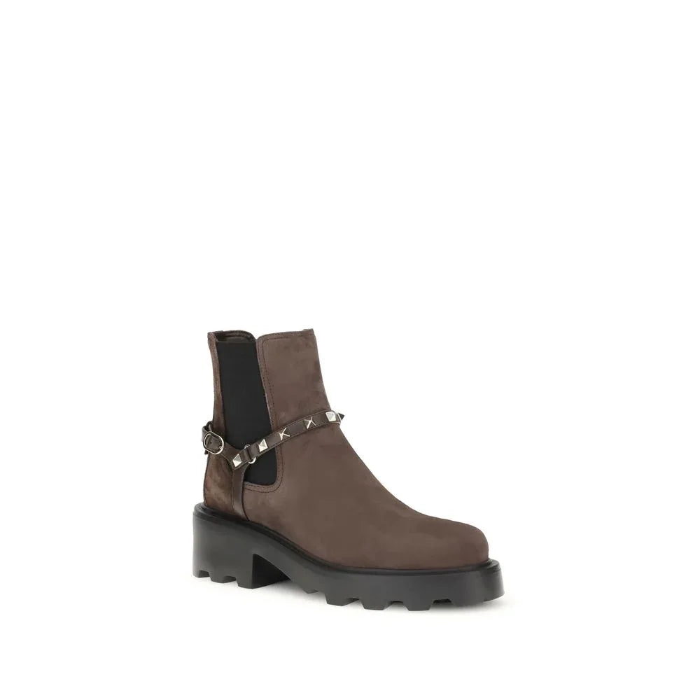 Valentino Garavani Brown Calf Leather Bos Taurus Chelsea Boots - Zeiniez