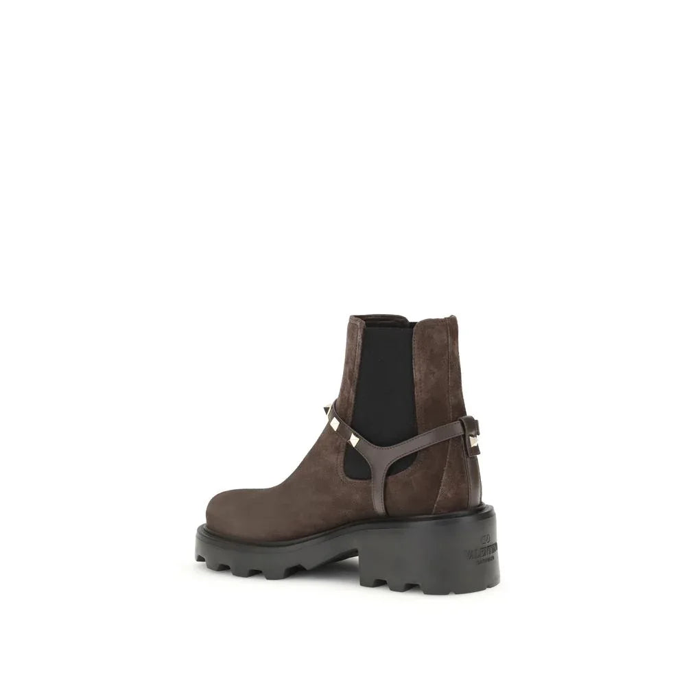 Valentino Garavani Brown Calf Leather Bos Taurus Chelsea Boots - Zeiniez