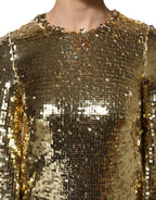 Dolce & Gabbana Gold Sequin Long Sleeve Mini Dress