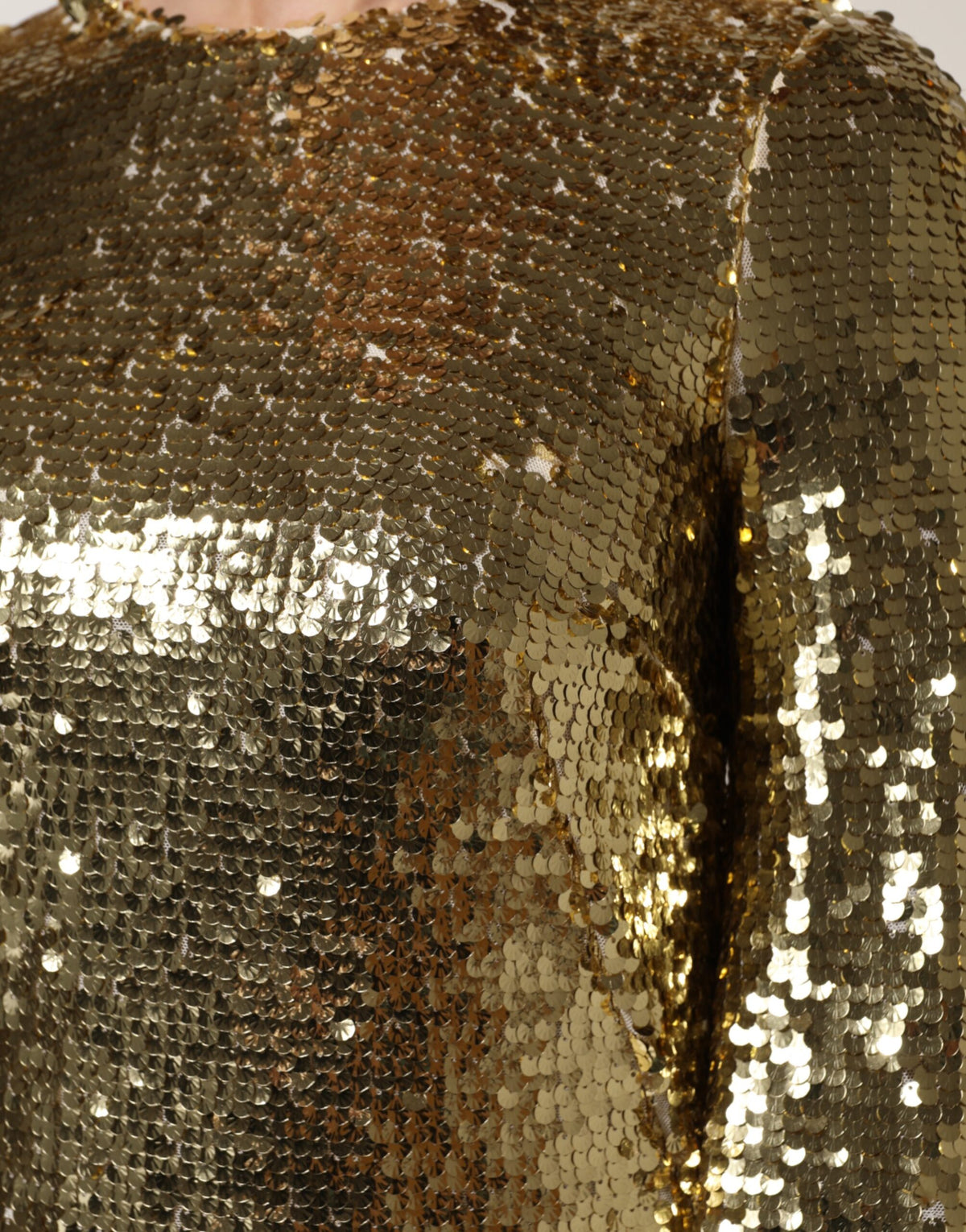 Dolce & Gabbana Gold Sequin Long Sleeve Mini Dress