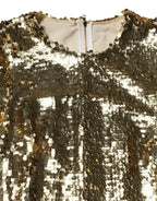 Dolce & Gabbana Gold Sequin Long Sleeve Mini Dress