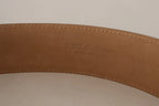 Costume National Brown Leather Gold Metal Oval Buckle Belt - Zeiniez
