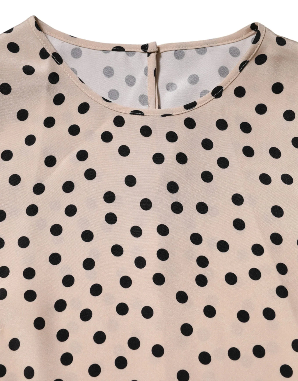 Dolce & Gabbana Beige Black Polka Dot Silk Short Sleeve Blouse Top - Zeiniez