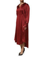 Fabiana Filippi Burgundy Acetate Viscose Satin Long Dress - Zeiniez