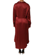 Fabiana Filippi Burgundy Acetate Viscose Satin Long Dress - Zeiniez