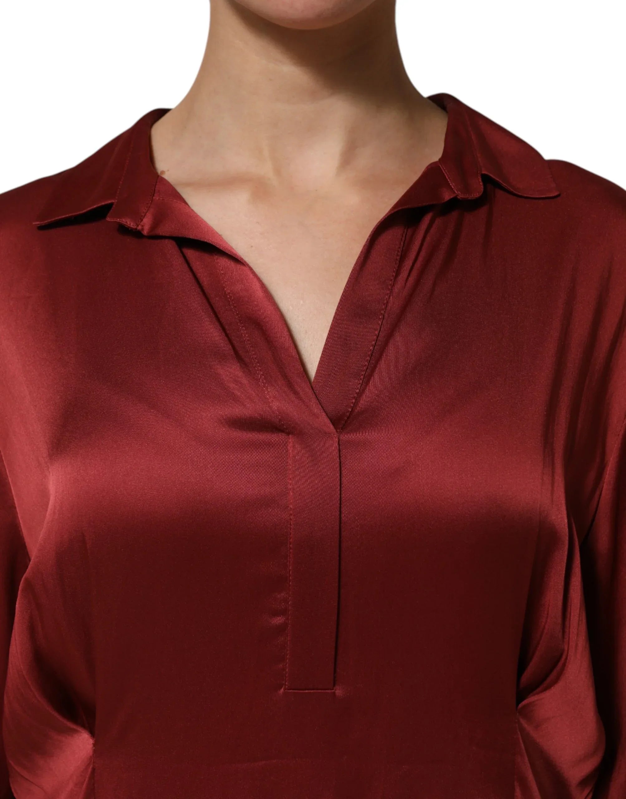 Fabiana Filippi Burgundy Acetate Viscose Satin Long Dress - Zeiniez