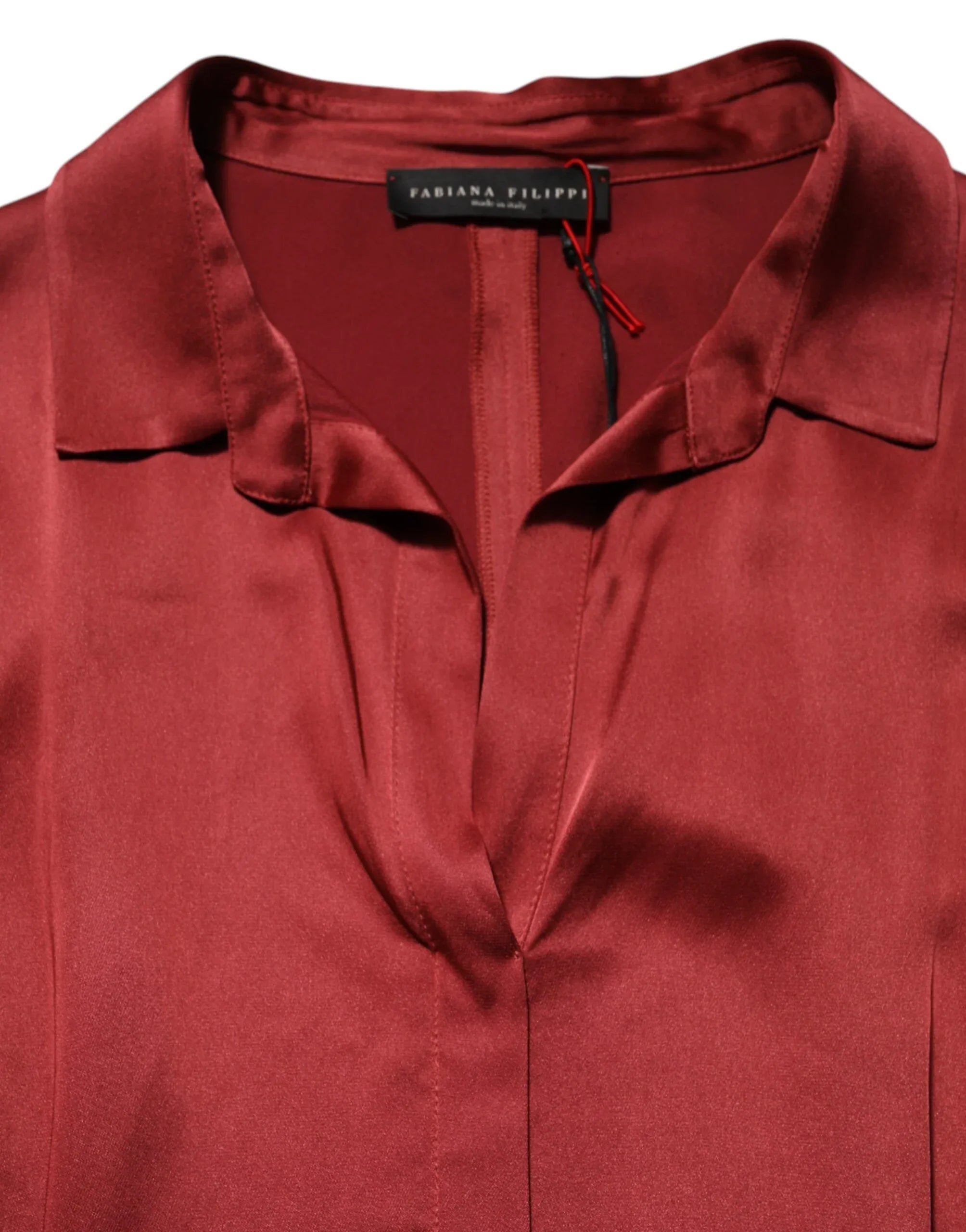 Fabiana Filippi Burgundy Acetate Viscose Satin Long Dress - Zeiniez